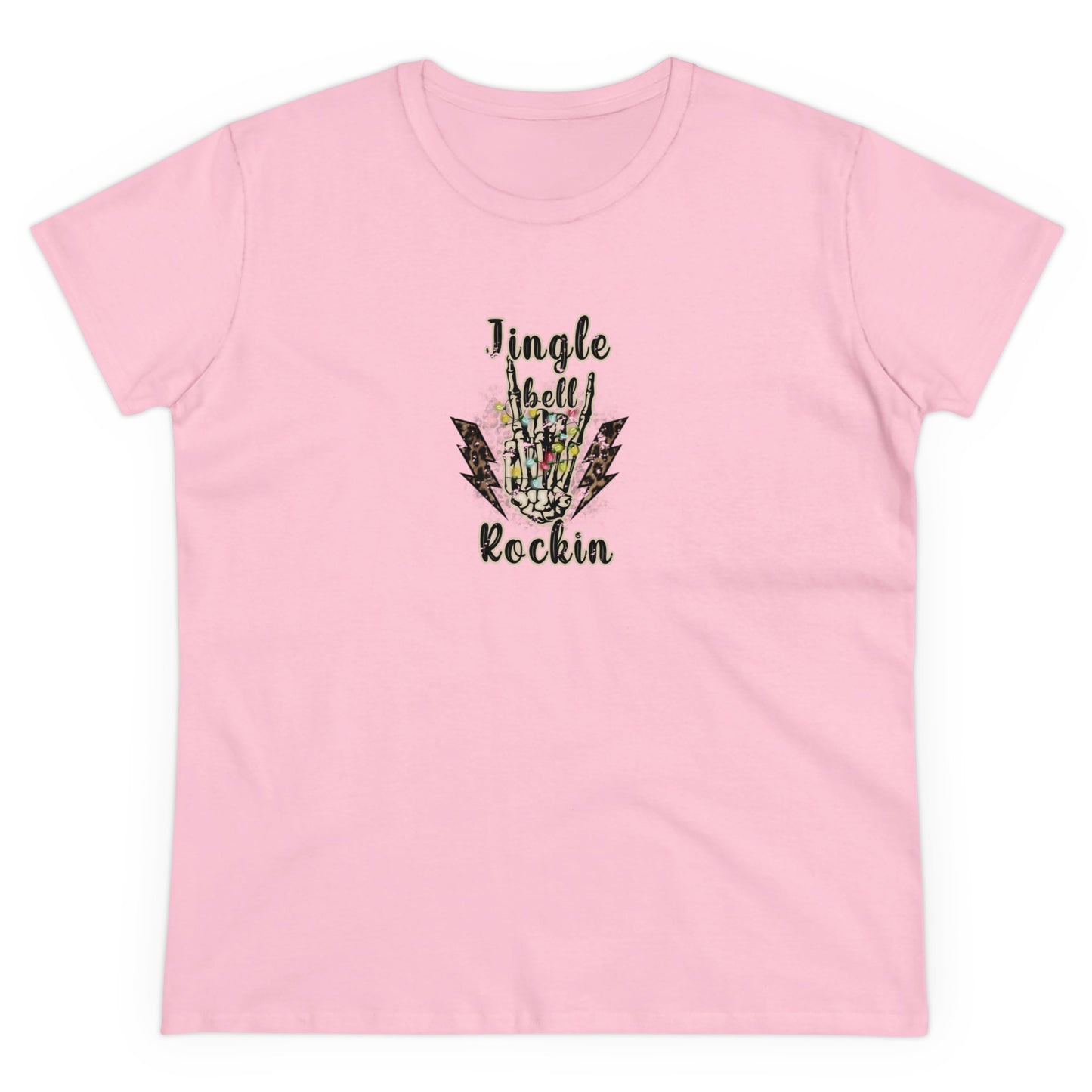 Jingle Bell Rockin, Christmas Graphic Shirts, Festive Holiday T-Shirts, Ugly Christmas Sweater Tees, Funny Christmas Shirt Designs, Cute Xmas Graphic Tees Light Pink