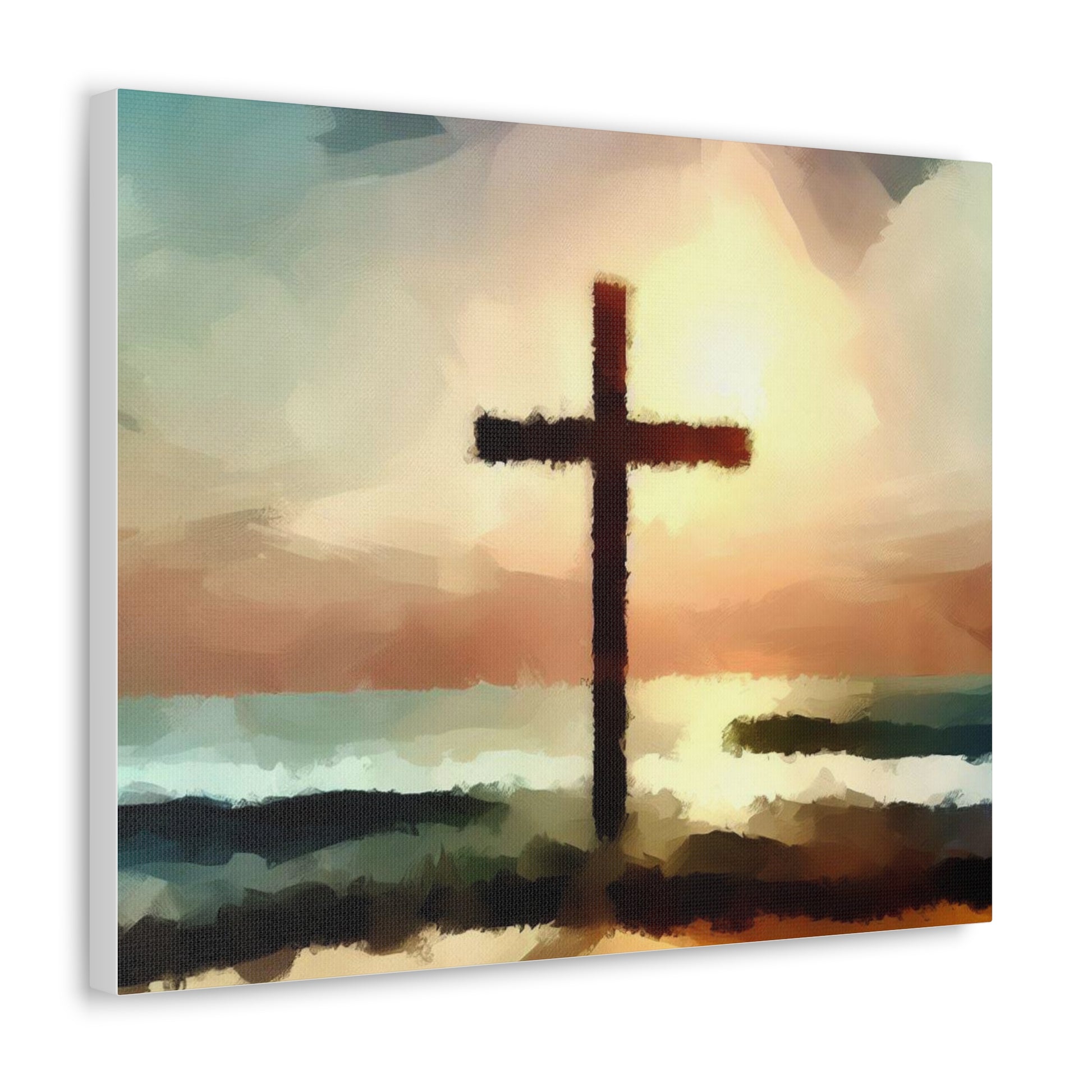 Christian wall art, Cross wall art, beach art, ocean art, Canvas Gallery Wraps - SaviTraviDesigns