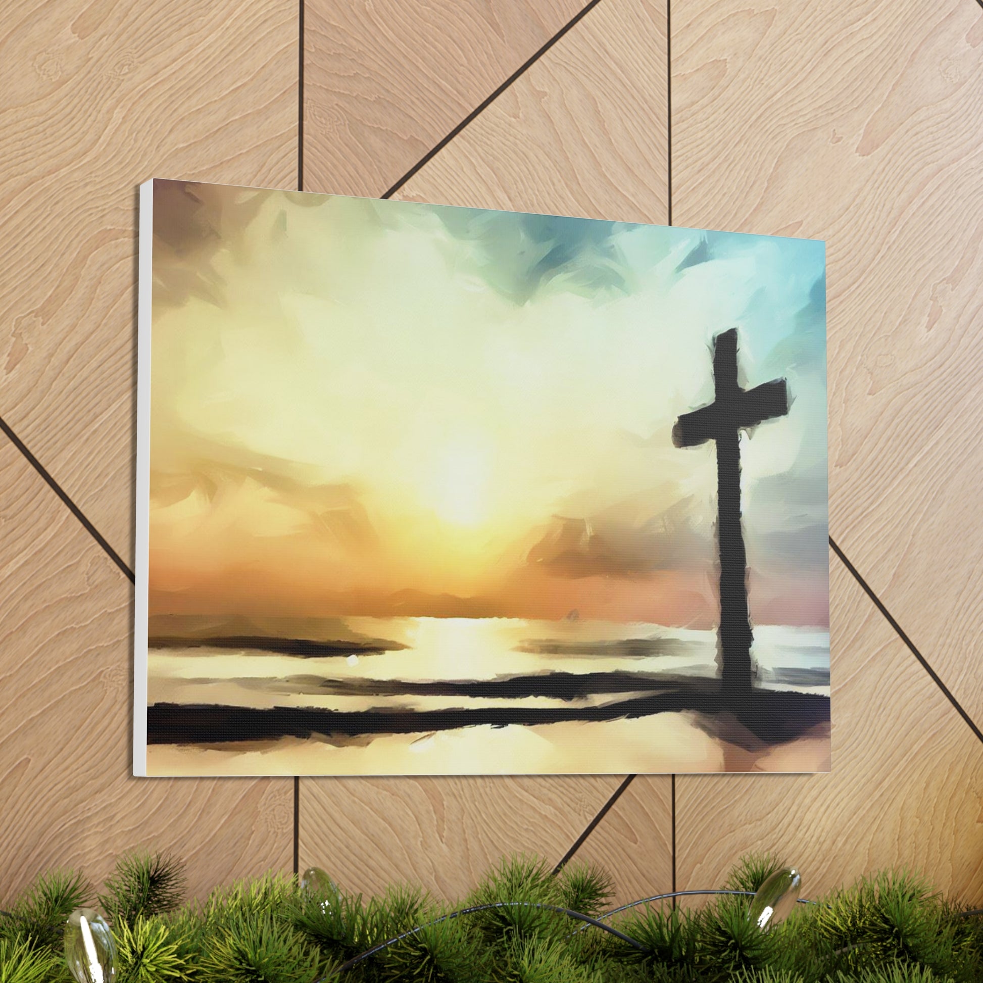 Christian wall art, Cross wall art, Beach art, ocean art, Canvas Gallery Wraps - SaviTraviDesigns