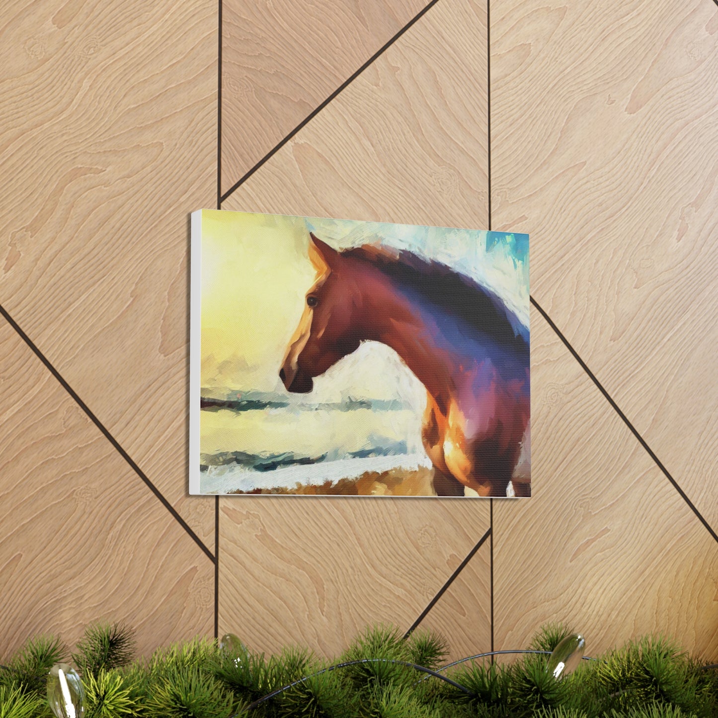 Horse wall art, beach art, ocean art, Canvas Gallery Wraps, Horse Beach, Sunset Beach - SaviTraviDesigns