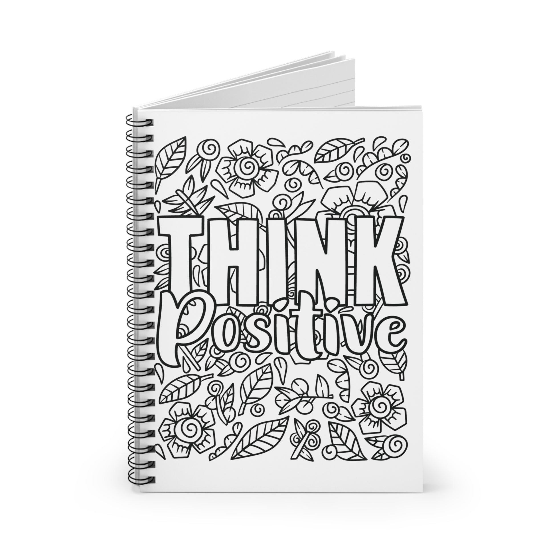 Think Positive, design notepad, Spiral Notebook, Ruled Line, Workout Journal - SaviTraviDesigns