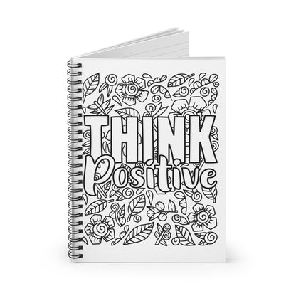 Think Positive, design notepad, Spiral Notebook, Ruled Line, Workout Journal - SaviTraviDesigns