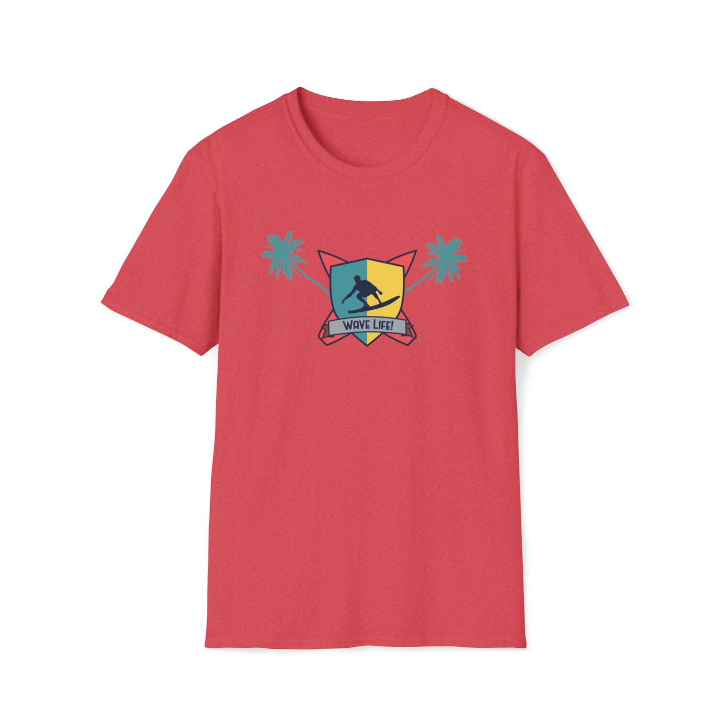 Wave Life Surfing |Beach Lifestyle Shirts | Summer Vibe Apparel Heather Red