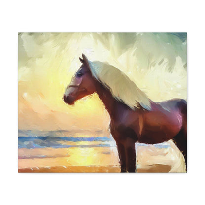 Horse wall art, beach wall art, ocean art, Canvas Gallery Wraps, Horse Beach, Sunset Beach - SaviTraviDesigns