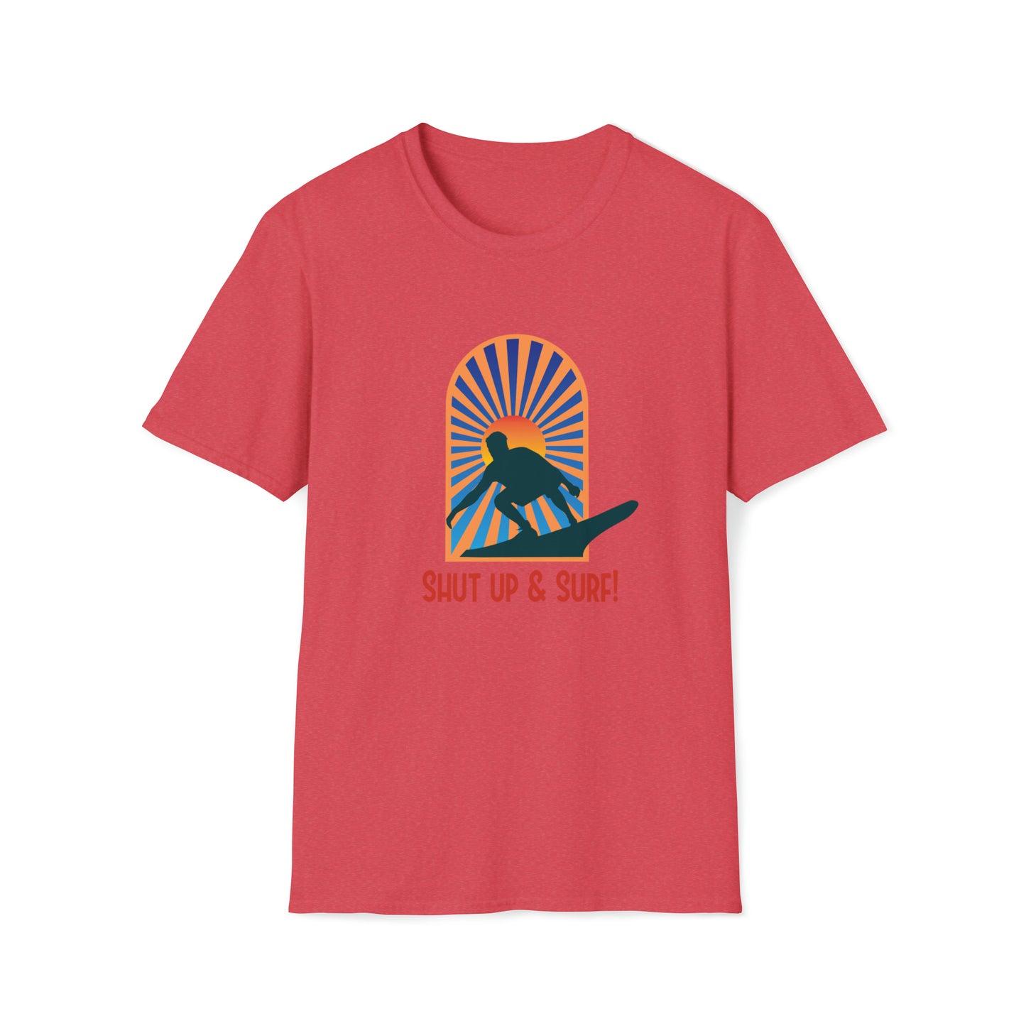 Shut Up and Surf |Beach Lifestyle Shirts | Summer Vibe Apparel Heather Red