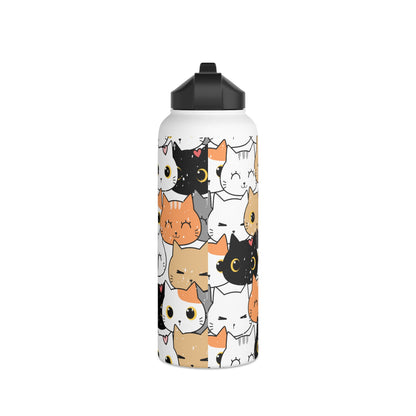 Cat water bottle, Stainless Steel Water Bottle, Standard Lid, Eco Bottle - SaviTraviDesigns