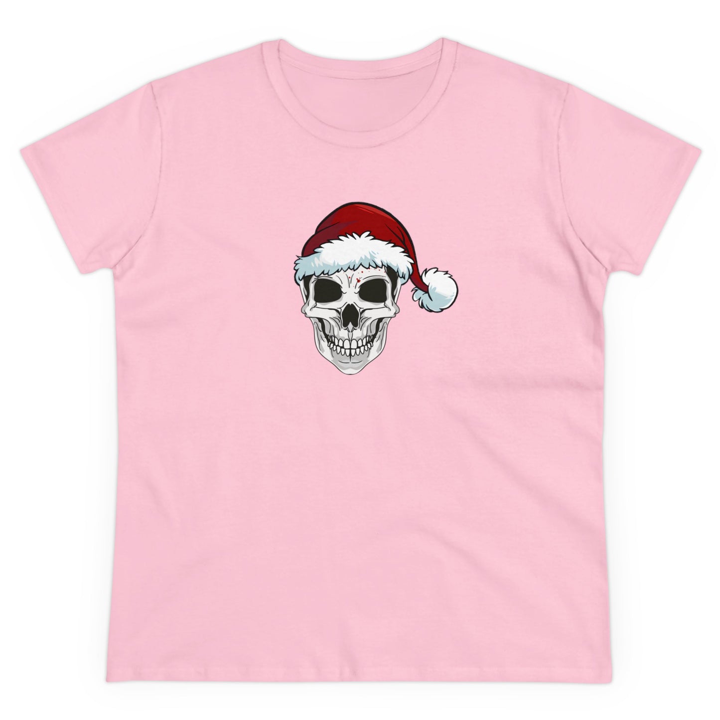 Skeleton Santa Hat, Christmas Graphic Shirts, Festive Holiday T-Shirts, Ugly Christmas Sweater Tees, Funny Christmas Shirt Designs, Cute Xmas Graphic Tees Light Pink