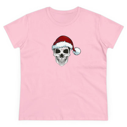 Skeleton Santa Hat, Christmas Graphic Shirts, Festive Holiday T-Shirts, Ugly Christmas Sweater Tees, Funny Christmas Shirt Designs, Cute Xmas Graphic Tees Light Pink