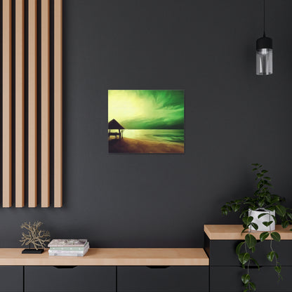 Green Sunset, Beach art, ocean art, beach wall art, Canvas Gallery Wraps