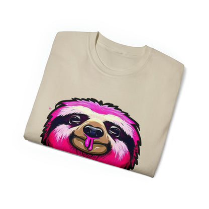 Graffiti Tshirt, Sloth Graphic T-Shirt, Unisex Ultra Cotton Tee, Pink Sloth - SaviTraviDesigns