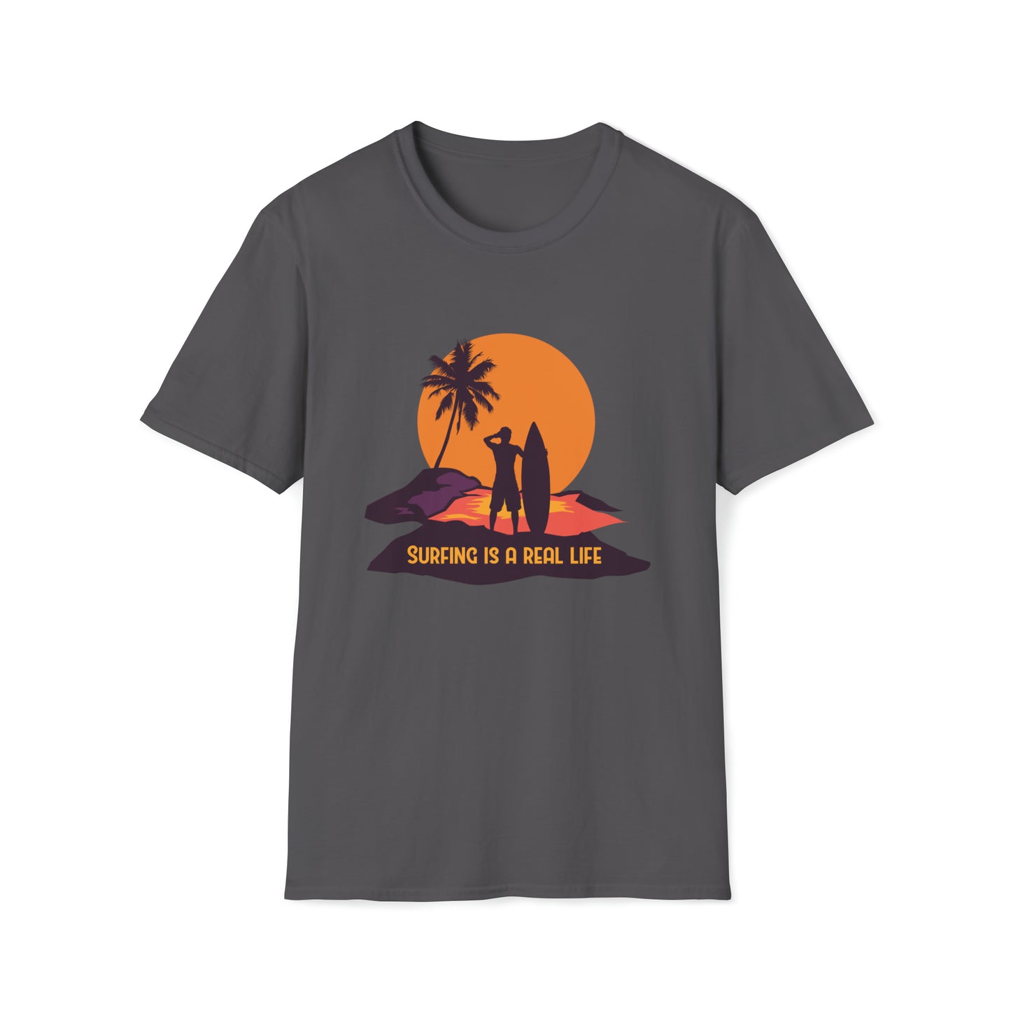 Surfing is Real Life |Beach Lifestyle Shirts | Summer Vibe Apparel Charcoal