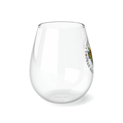 Bee Strong, Bee Wine Glass, Wine Lover stemless, Unique stemless wine glass, Trendy wine glass, Wine glass gift, Stemless Wine Glass - SaviTraviDesigns