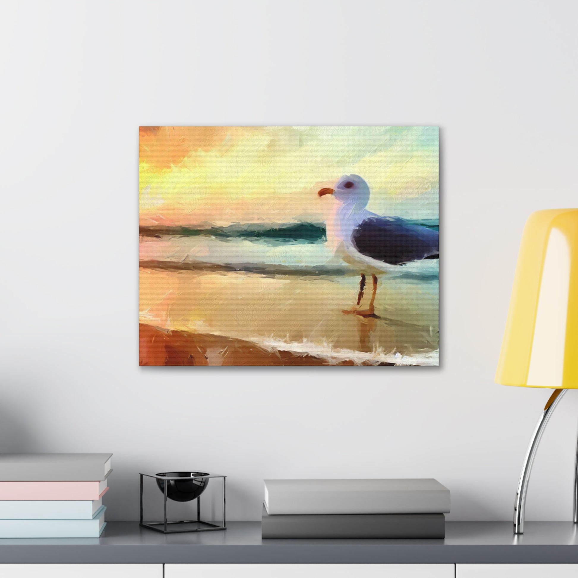 Seagull Beach, Beach wall art, Ocean wall art, Canvas Gallery Wraps