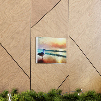 Sunset wall art, beach wall art, ocean art, Canvas Gallery Wraps, Seagull Beach