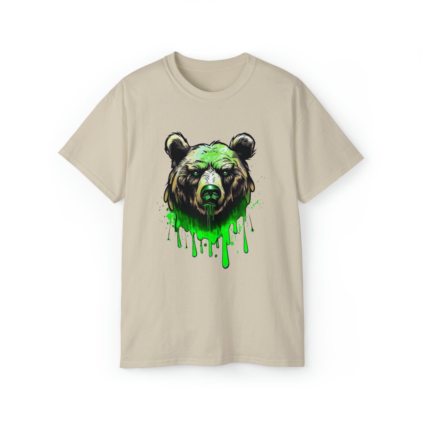 Graffiti Graphic Shirt, Street Art, Urban Art, Unisex Ultra Cotton Tee, Green Bear Sand