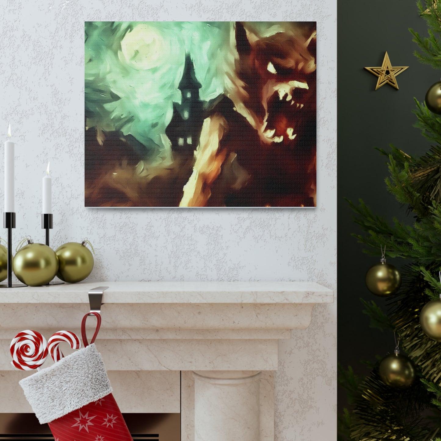 Halloween art, Werewolf canvas prints, Scary Halloween decor, Halloween home decor, Halloween wall, Gothic wall decor, Canvas Gallery Wraps - SaviTraviDesigns