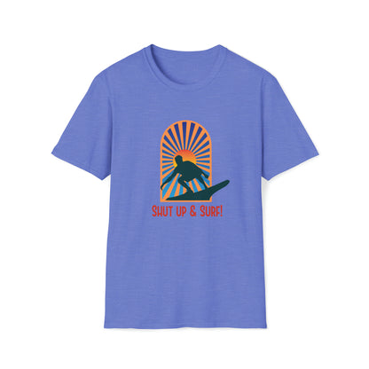 Shut Up and Surf |Beach Lifestyle Shirts | Summer Vibe Apparel Heather Royal