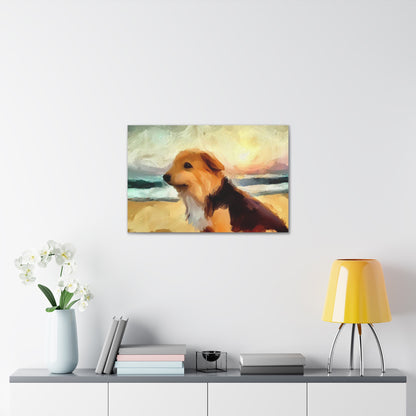 Dog wall art, ocean wall art, beach art, Canvas Gallery Wraps, Dog Beach - SaviTraviDesigns