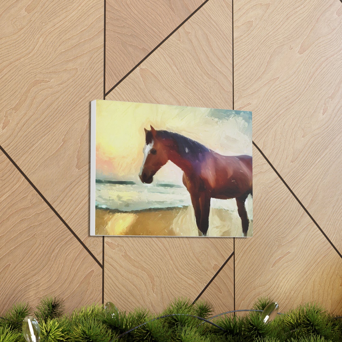 Horse wall art, beach wall art, ocean art, Canvas Gallery Wraps, Horse Beach, Sunset Beach - SaviTraviDesigns