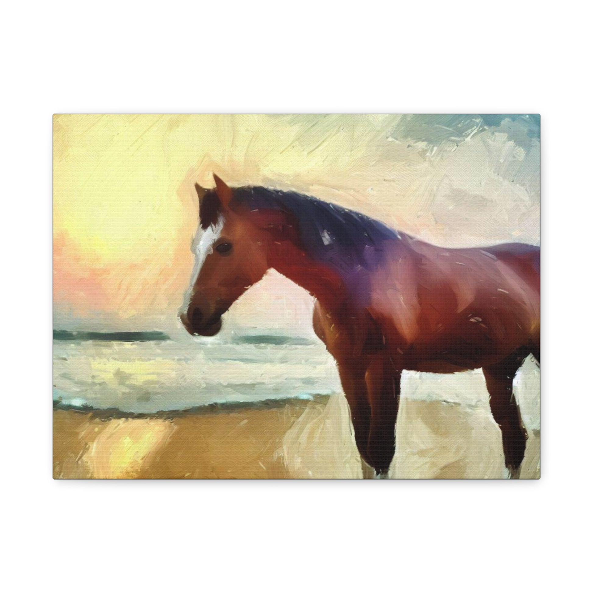 Horse wall art, beach wall art, ocean art, Canvas Gallery Wraps, Horse Beach, Sunset Beach - SaviTraviDesigns