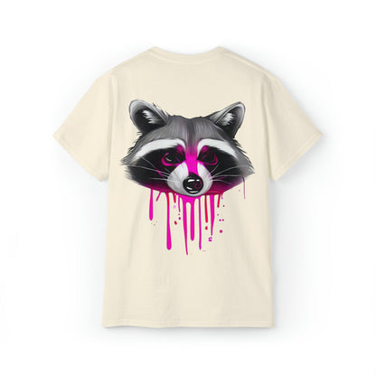 Raccoon Shirt, Graffiti Print Shirt, Unisex Ultra Cotton Tee, Pink Raccoon