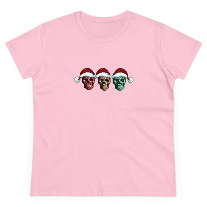 Skeleton Santa, Skeleton Christmas, Christmas Graphic Shirts, Festive Holiday T-Shirts, Ugly Christmas Sweater Tees, Funny Christmas Shirt Designs, Cute Xmas Graphic Tees Light Pink