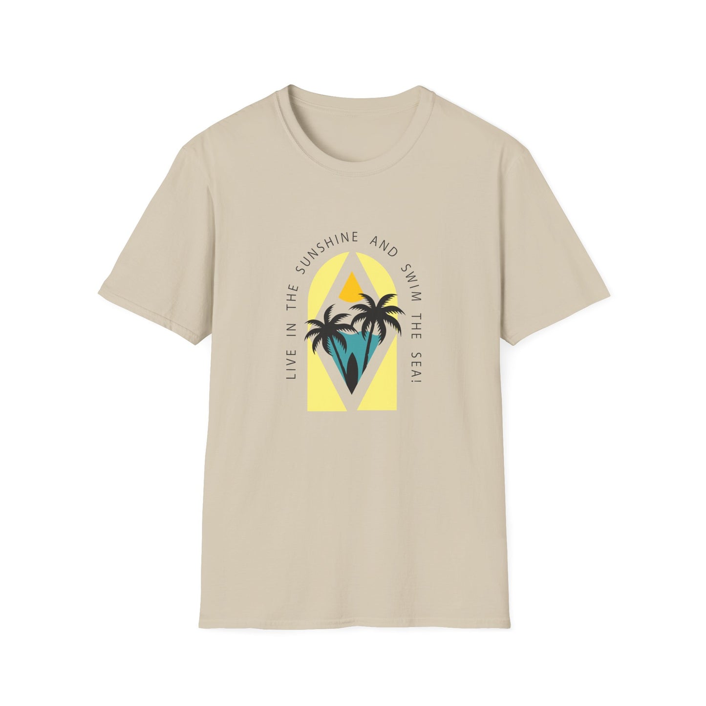 Live In The Sunshine Swim in The Sea Graphics T-Shirt Sand