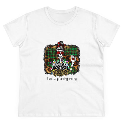 I'm So Freaking Merry, Christmas Graphic Shirts, Festive Holiday T-Shirts, Ugly Christmas Sweater Tees, Funny Christmas Shirt Designs, Cute Xmas Graphic Tees White