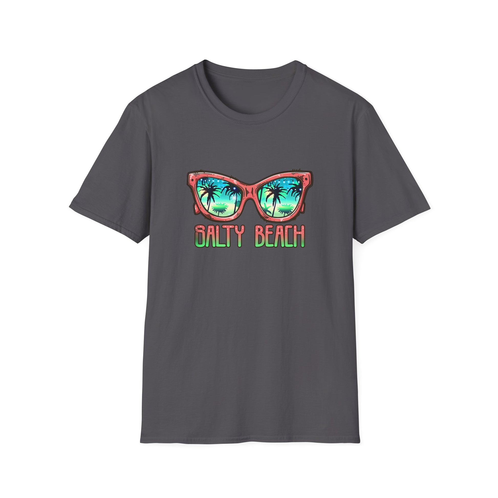 Salty Beach Beachwear Graphic T Shirt Charcoal