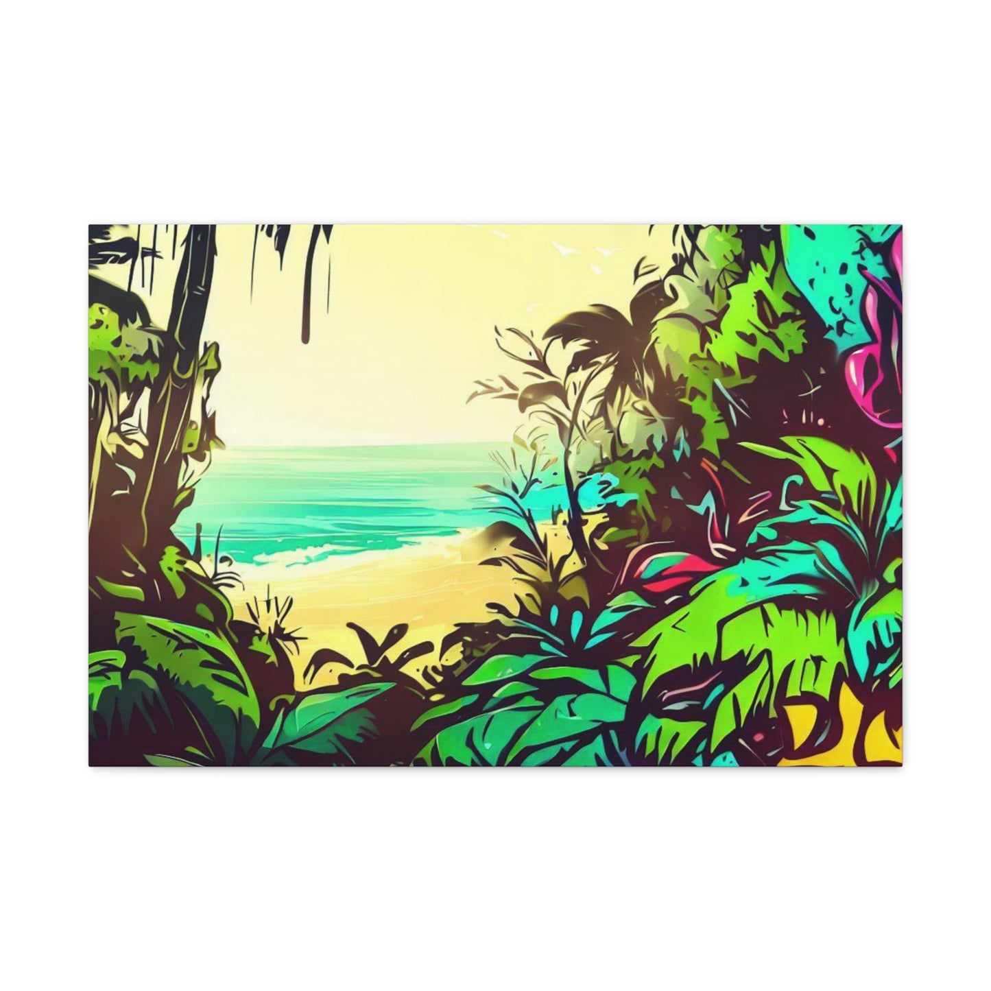 Jungle Beach, Rainforest Ocean, Graffiti-inspired home decor, Modern street art prints, Graffiti wall art, Street art canvas art, Graffiti artist prints - SaviTraviDesigns