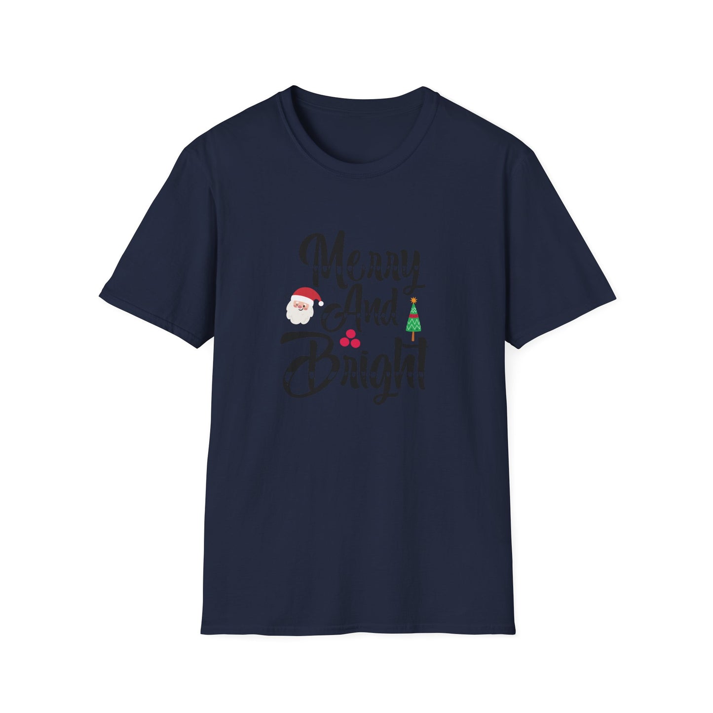 Merry And Bright Christmas Graphic Shirt Navy