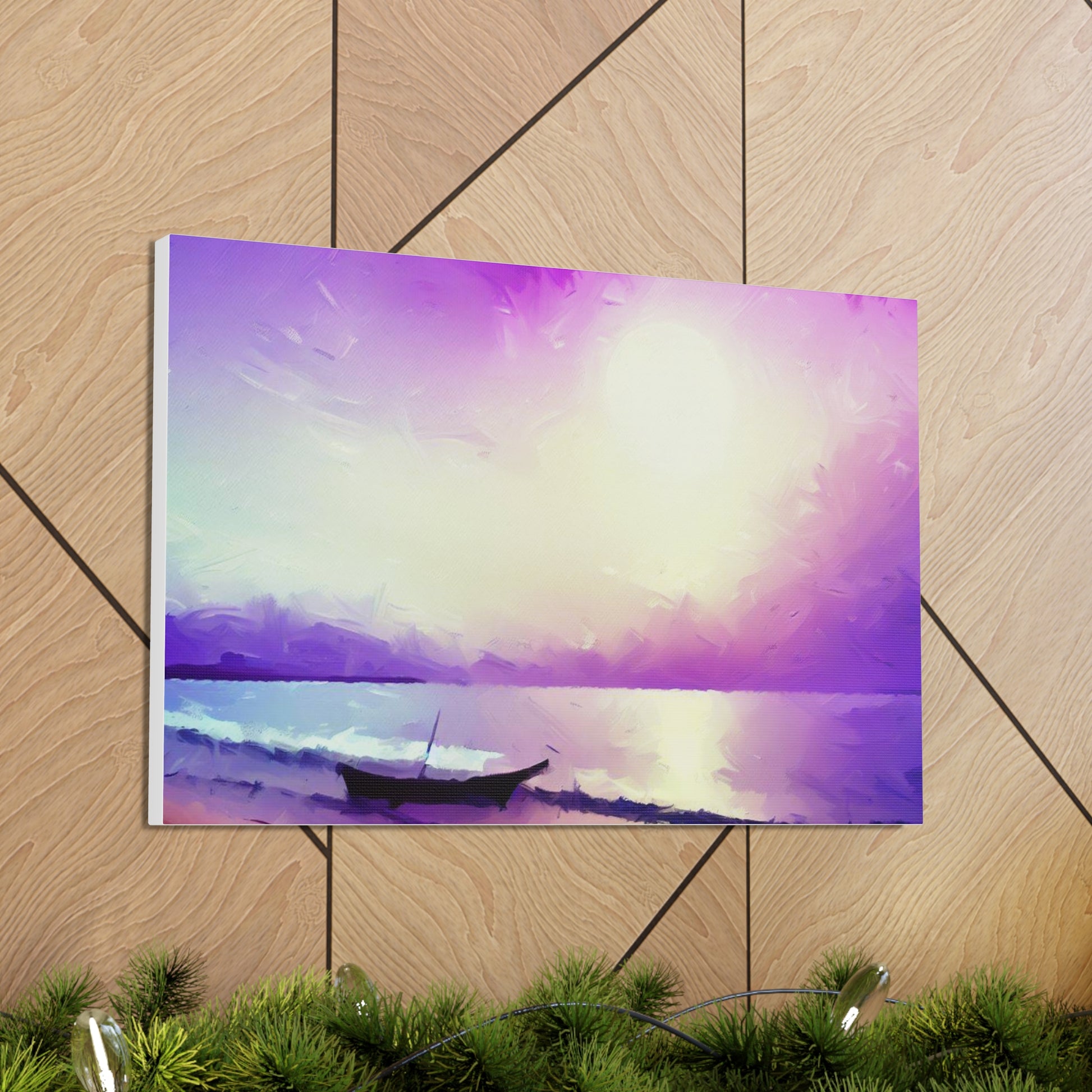 Sailboat Beach, Purple Sunset, Beach wall art, sunset wall art, beach art, Canvas Gallery Wraps