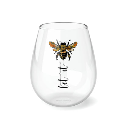 Let it Bee, Bee Wine Glass, Wine Lover stemless, Unique stemless wine glass, Trendy wine glass, Wine glass gift, Stemless Wine Glass - SaviTraviDesigns