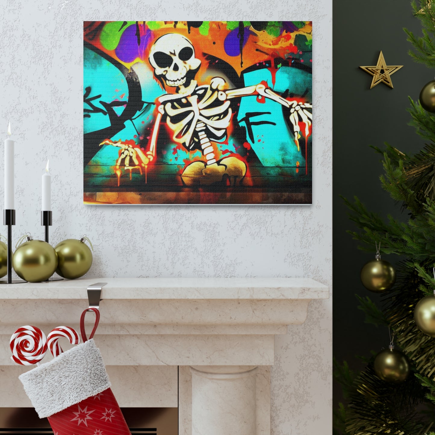 Halloween art, Skeleton canvas prints, Scary Halloween decor, Halloween home decor, Halloween wall, Gothic wall decor, Canvas Gallery Wraps - SaviTraviDesigns