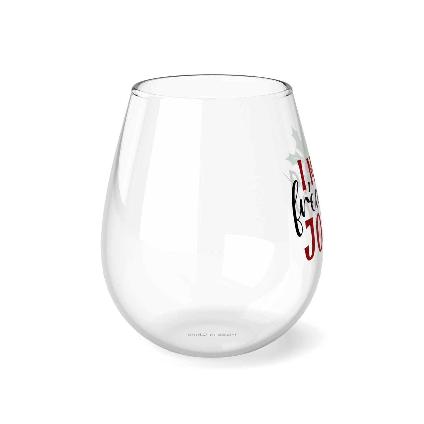 Freakin Jolly, Christmas Wine Glass, Wine Lover stemless, Unique stemless wine glass, Trendy wine glass, Wine glass gift, Stemless Glass - SaviTraviDesigns