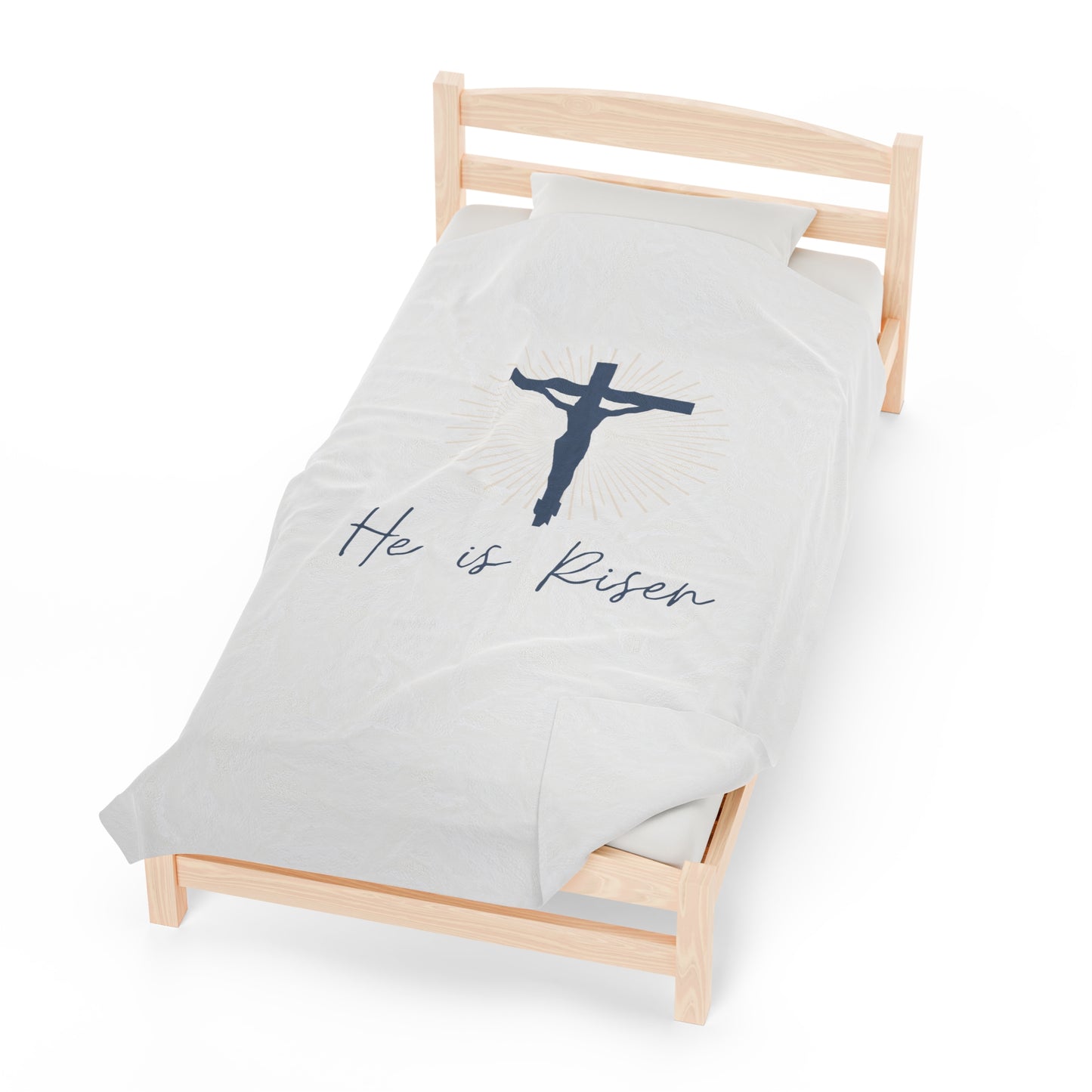 He is Risen blanket, Jesus blanket, Velveteen Plush Blanket, Christian Blanket - SaviTraviDesigns