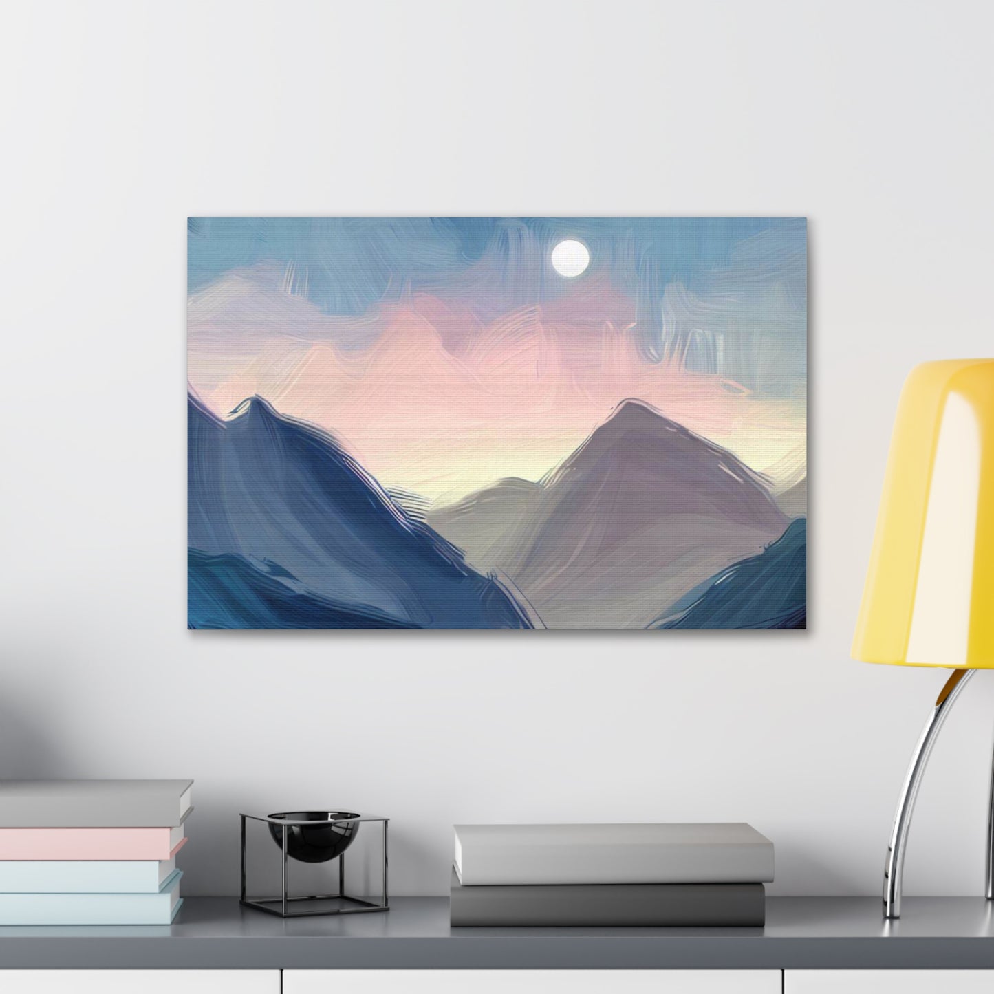 Mountain Wall Art, Moon Wall Art, Canvas Gallery Wraps, Moon Over Mountains