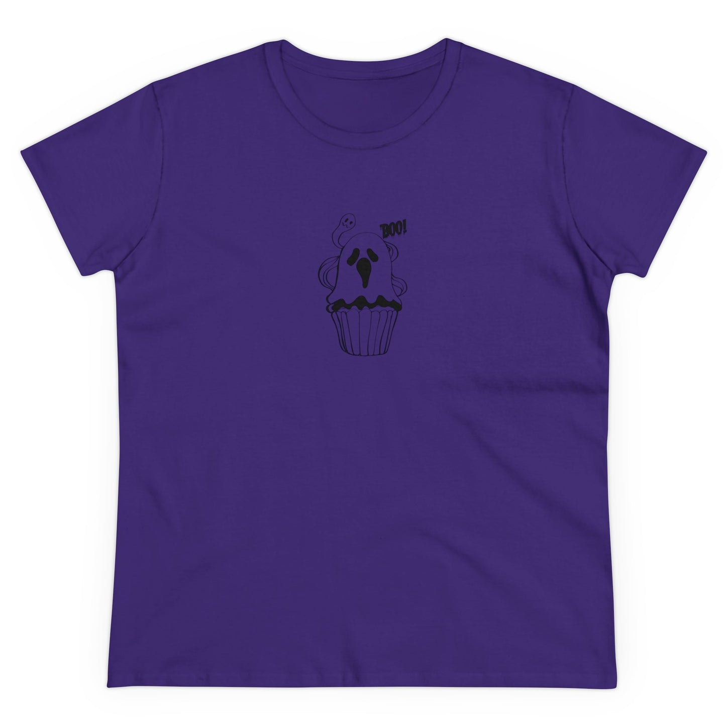 Cute Ghost Cupcake, Halloween Cupcake Designs, Halloween Graphic Shirts, Spooky Halloween Shirts, Cute Halloween Graphic Tees Purple