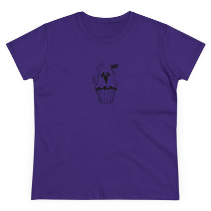 Cute Ghost Cupcake, Halloween Cupcake Designs, Halloween Graphic Shirts, Spooky Halloween Shirts, Cute Halloween Graphic Tees Purple