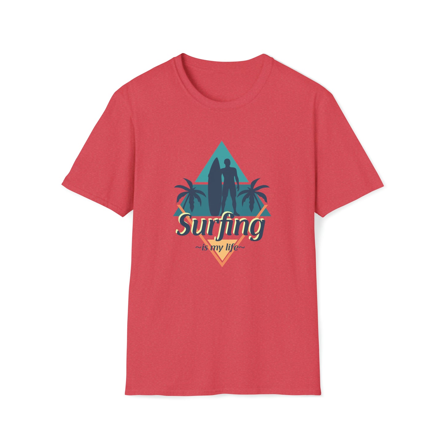 Surfing Is My Life |Beach Lifestyle Shirts | Summer Vibe Apparel Heather Red