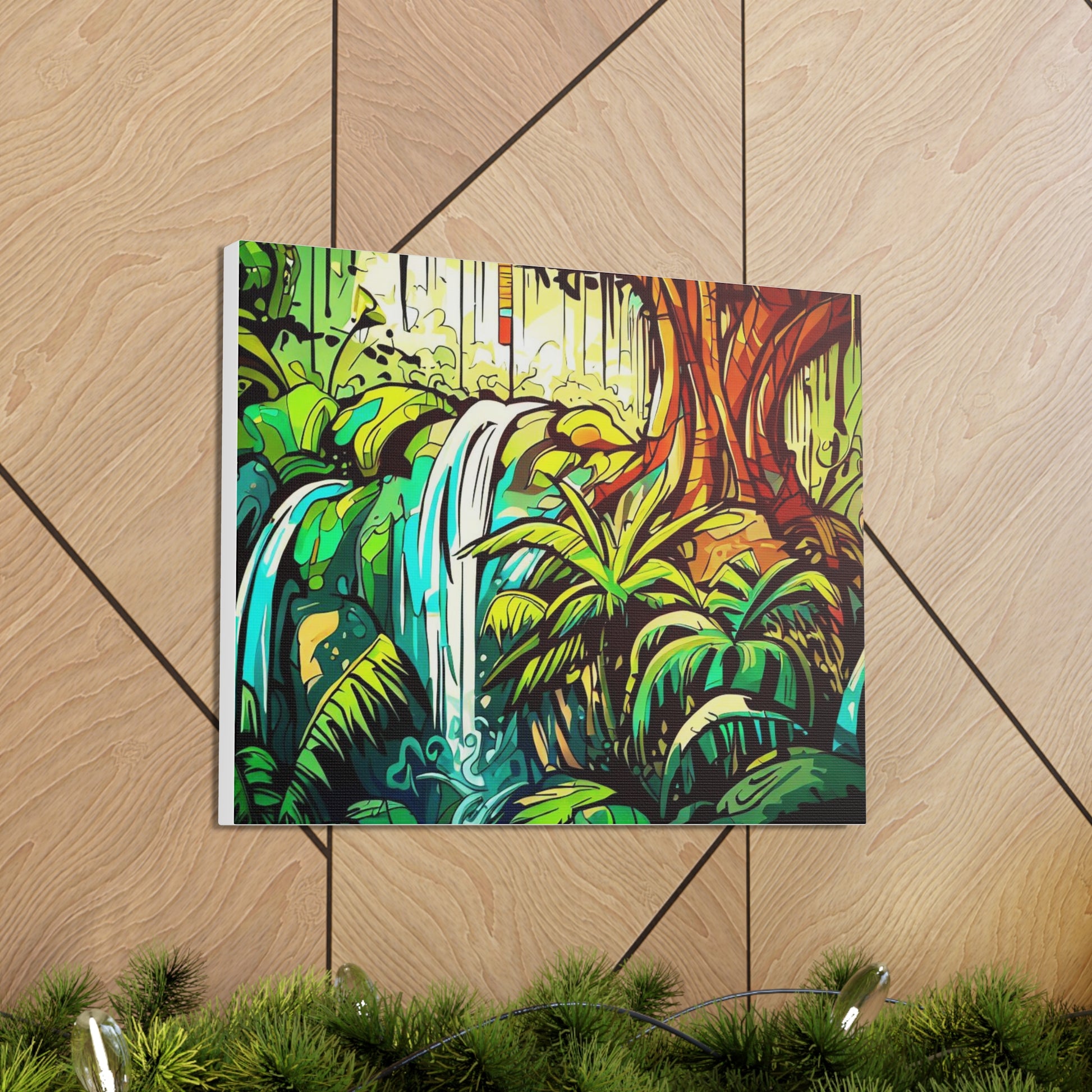 Rainforest Waterfall, Jungle Waterfall, Graffiti-inspired home decor, Modern street art prints, Graffiti wall art, Street art canvas art, Graffiti artist prints - SaviTraviDesigns