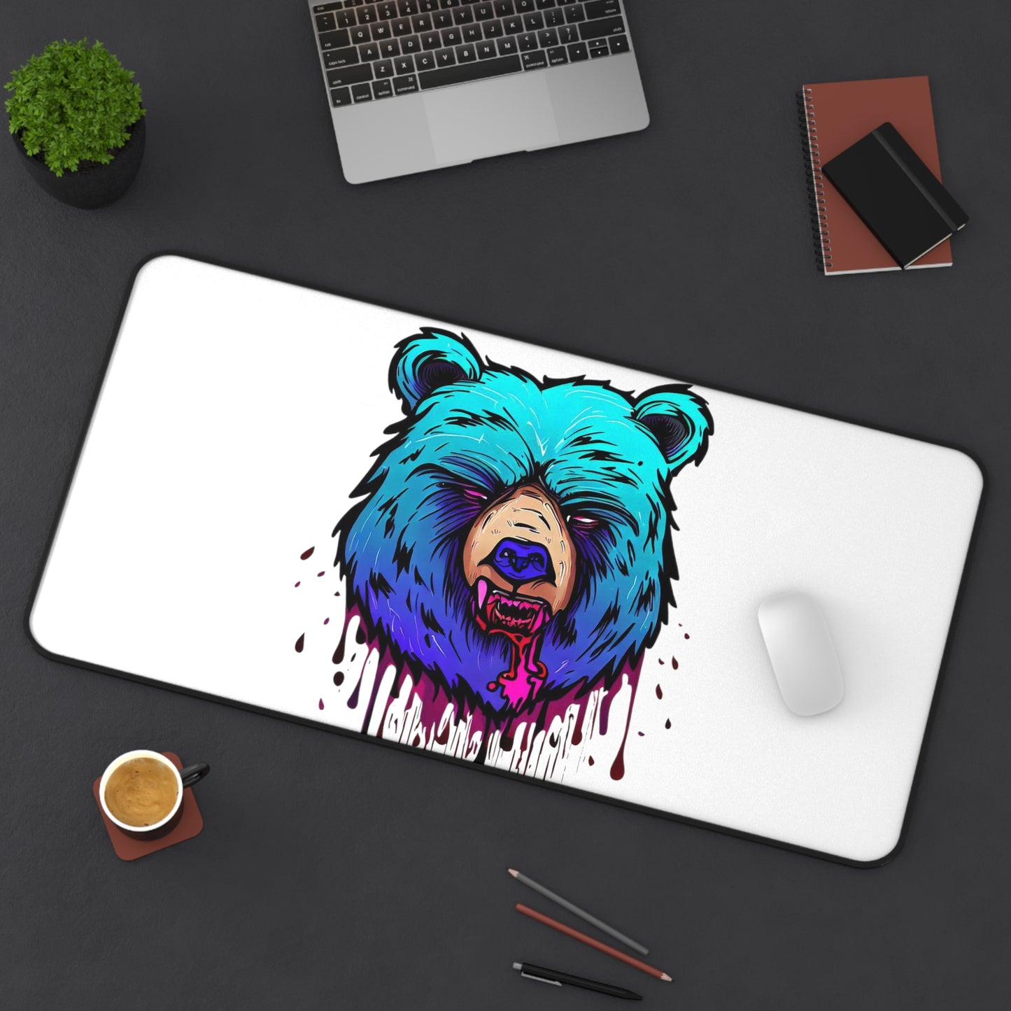 Graffiti mouse pad, Bear mouse pad, urban art Desk Mat, blue - SaviTraviDesigns