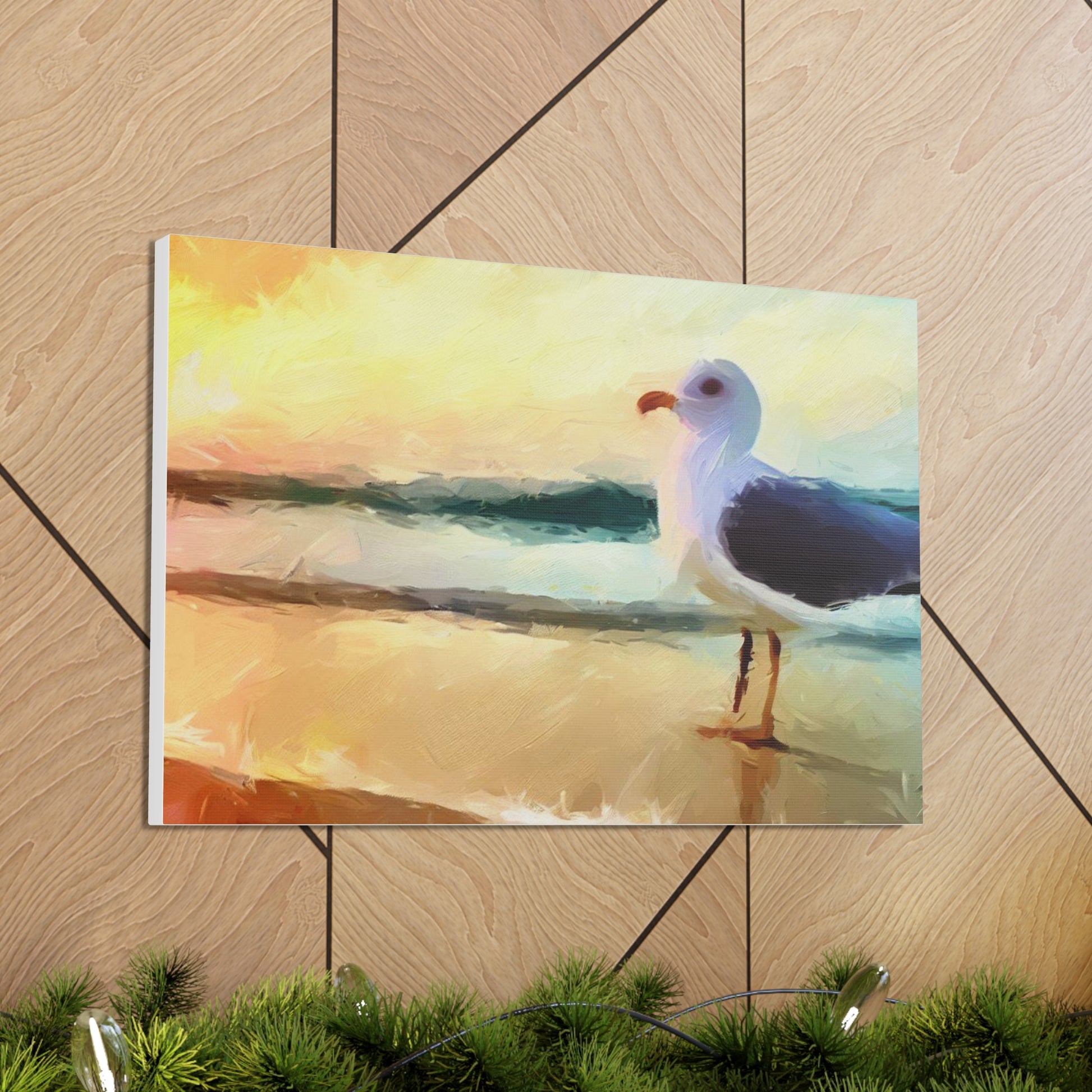 Seagull Beach, Beach wall art, Ocean wall art, Canvas Gallery Wraps