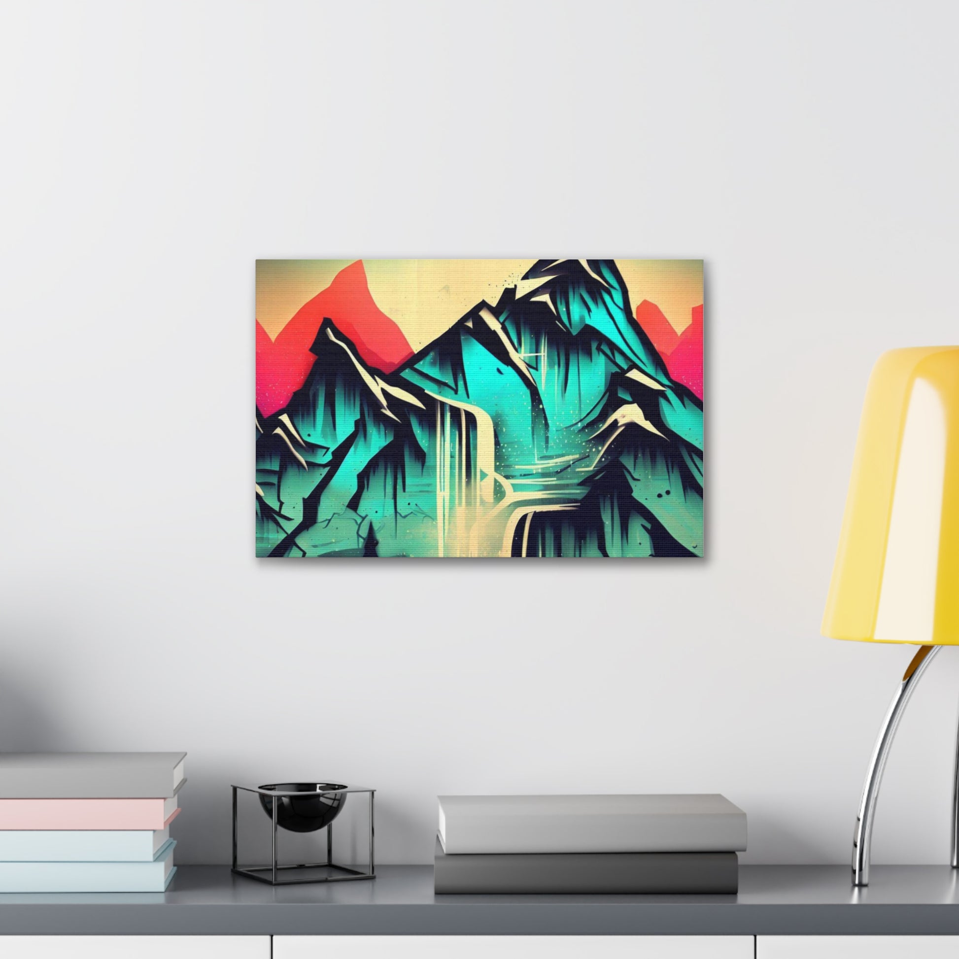 Blue Mountain, Mountain Sunset, Graffiti-inspired home decor, Modern street art prints, Graffiti wall art, Street art canvas art, Graffiti artist prints - SaviTraviDesigns