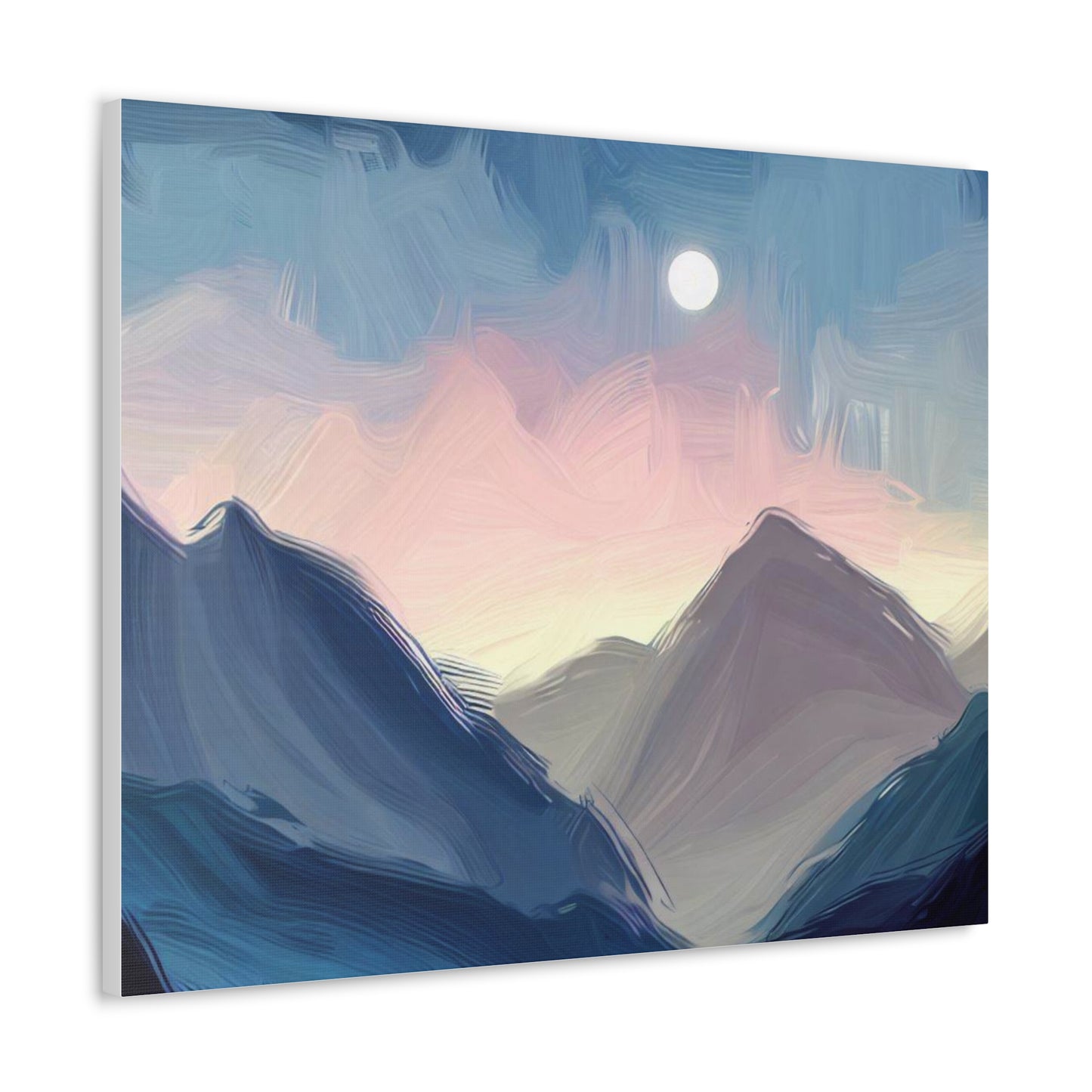 Mountain Wall Art, Moon Wall Art, Canvas Gallery Wraps, Moon Over Mountains