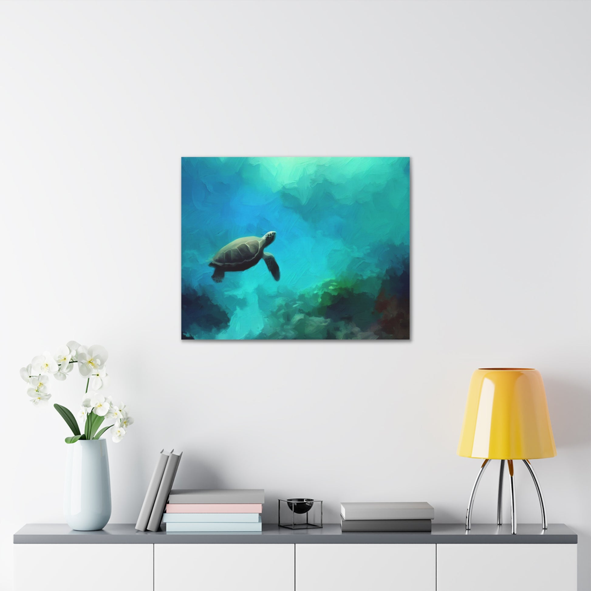 Sea Turtle wall art, ocean wall art, Canvas Gallery Wraps, Ocean Animal, Turtle Painting