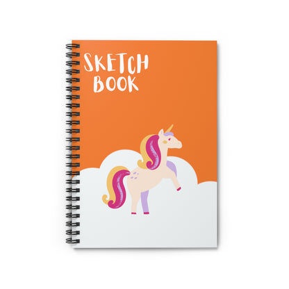 Unicorn Notebook, Sketch Book, Spiral Notebook, Ruled Line, Orange Unicorn, Workout Journal - SaviTraviDesigns