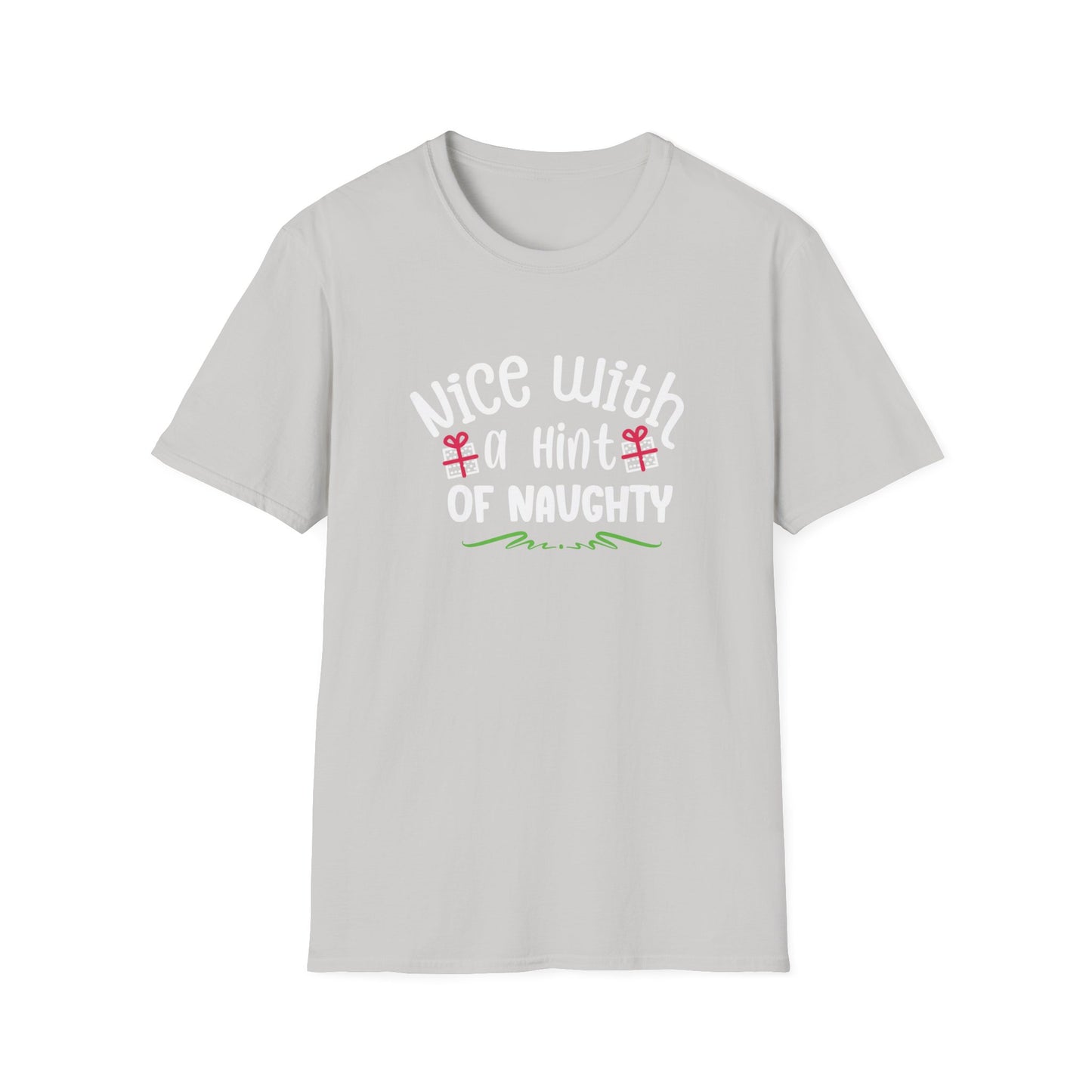 Nice With A Hint Of Naughty Holiday Graphic Shirt Ice Grey