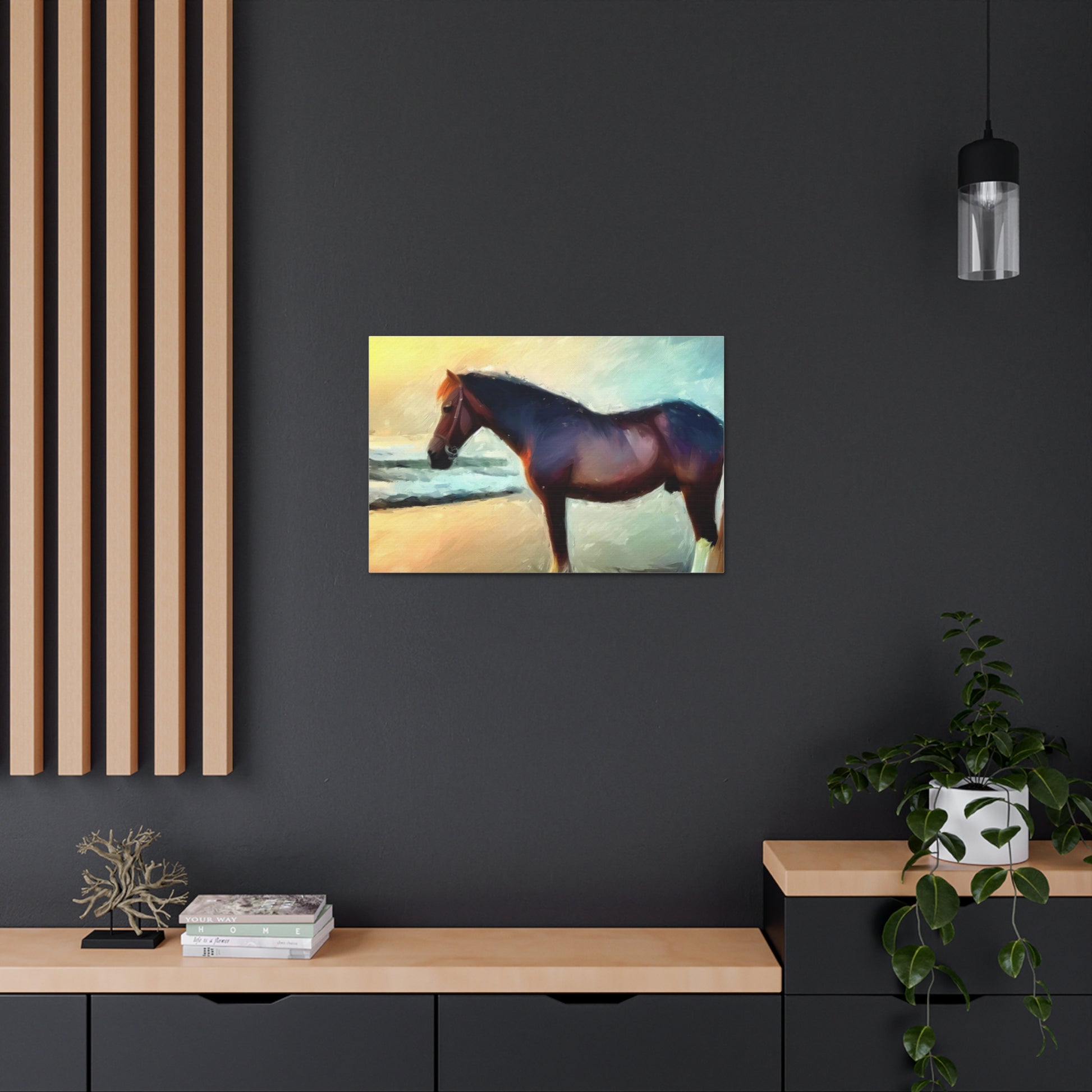 Horse wall art, Beach wall art, ocean art, Canvas Gallery Wraps, Horse Beach, Sunset Beach - SaviTraviDesigns