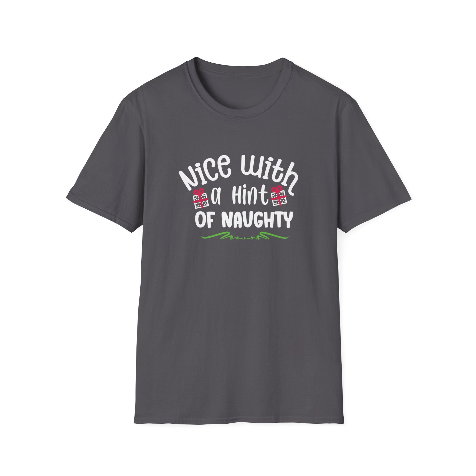 Nice With A Hint Of Naughty Holiday Graphic Shirt Charcoal